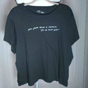 AERIE NWT Short Sleeve Scoop Neck Black Tee Shirt XXL